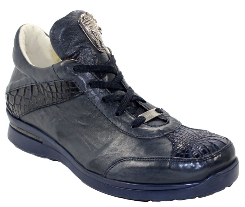 Fennix Italy "Jake" Navy Genuine Alligator / Calf Leather Sneakers.